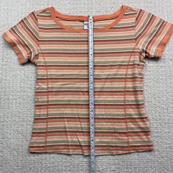 Columbia Retro Striped T-Shirt Women’s Sz M Salmon Pink Boho Outdoor Casual Top - Picture 8 of 14